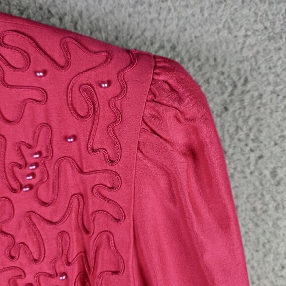 Karen Lawrence Womens Blazer 12 Pink Embroidered Pearl Button 67% Rayon Vintage - Picture 9 of 16
